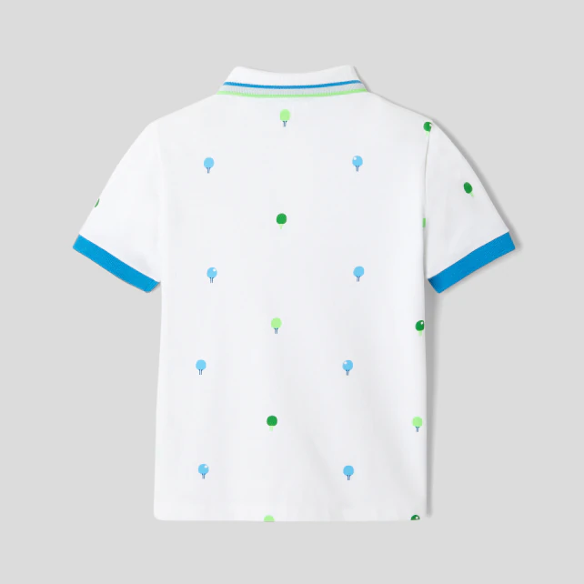 Boy polo shirt with racket pattern