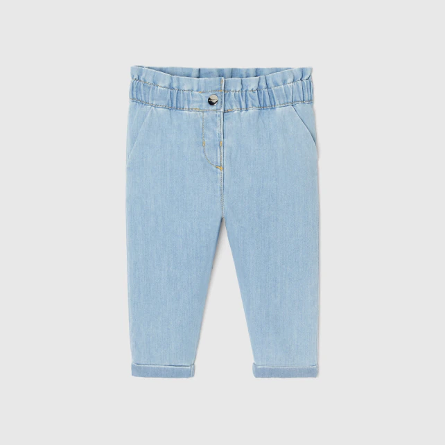 Baby girl trousers in light denim