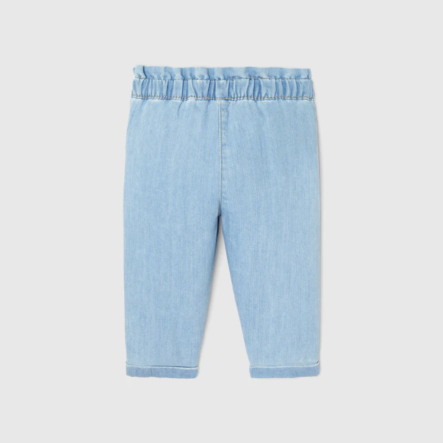 Baby girl trousers in light denim