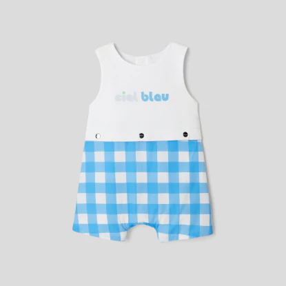 Baby boy bi-material combishort