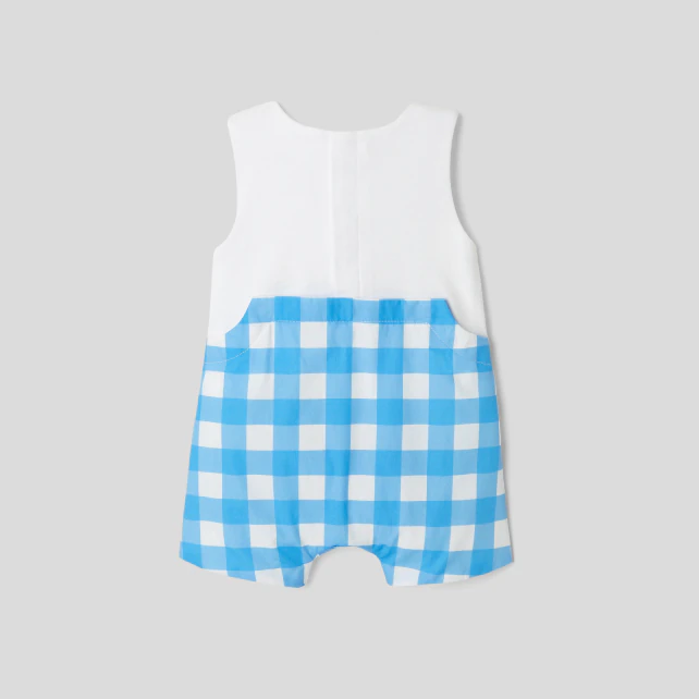 Baby boy bi-material combishort