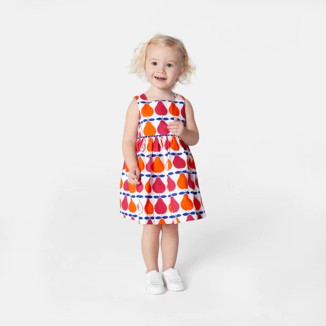 Baby girl dress with pear pattern