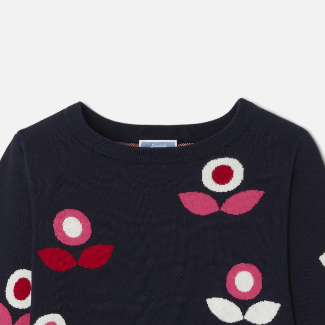 Girl jacquard flower jumper