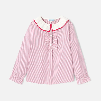 Girl striped poplin blouse