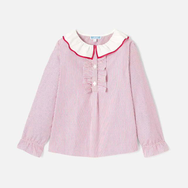 Girl striped poplin blouse