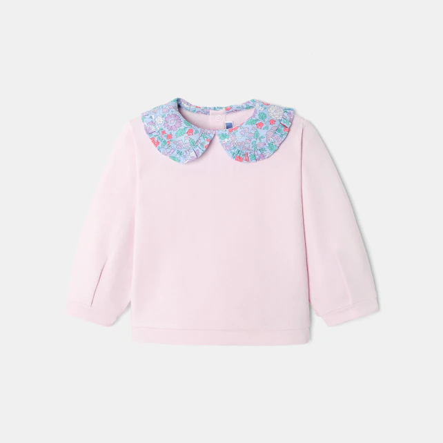 Baby girl jumper with Liberty fabric collar