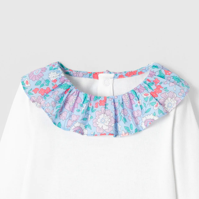 Baby girl bodysuit with Liberty collar