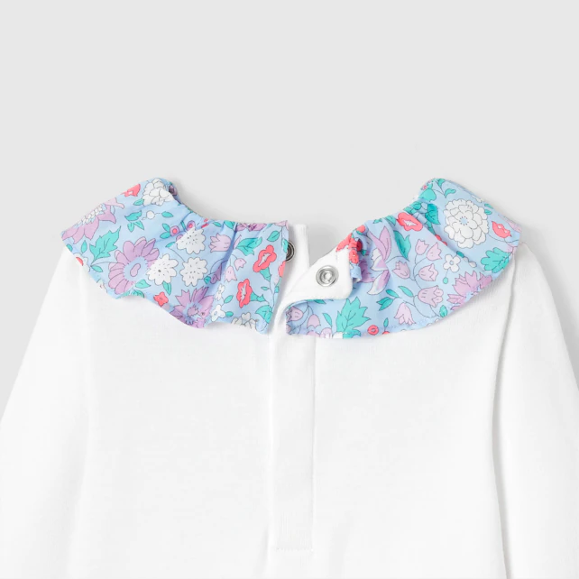 Baby girl bodysuit with Liberty collar