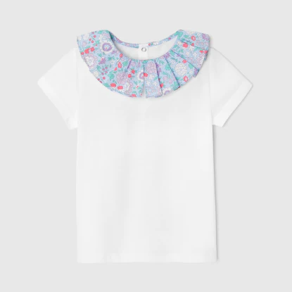 Girl t-shirt with Liberty fabric collar