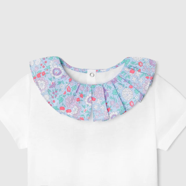 Girl t-shirt with Liberty fabric collar