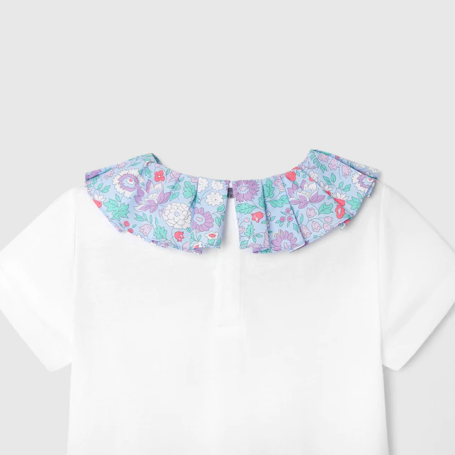 Girl t-shirt with Liberty fabric collar